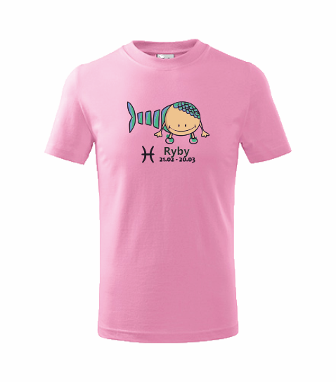 Dětské tričko znamení RYBY Barva: růžová, Velikost: 110 cm/4 roky
