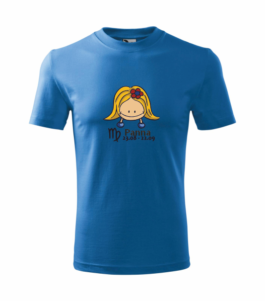 Dětské tričko znamení PANNA Barva: azurově modrá, Velikost: 110 cm/4 roky
