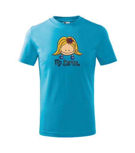 Dětské tričko znamení PANNA Barva: tyrkysová, Velikost: 110 cm/4 roky