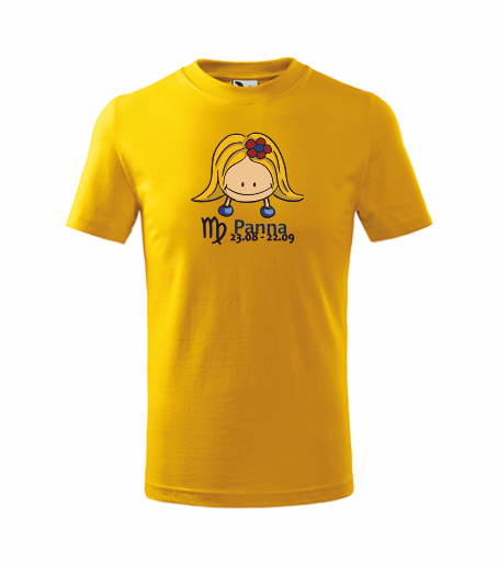 Dětské tričko znamení PANNA Barva: žlutá, Velikost: 110 cm/4 roky