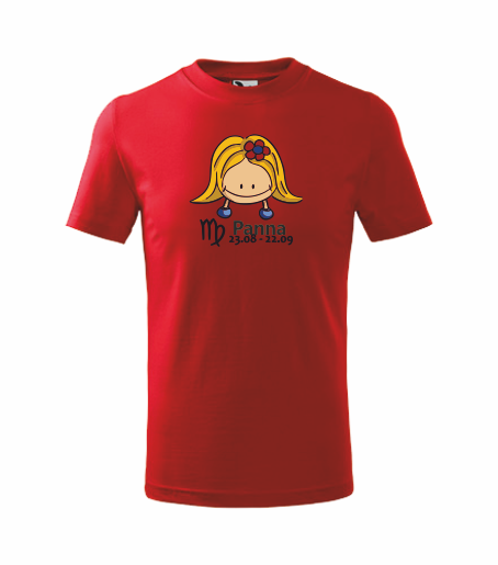 Dětské tričko znamení PANNA Barva: červená, Velikost: 110 cm/4 roky