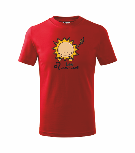 Dětské tričko znamení LEV Barva: červená, Velikost: 110 cm/4 roky