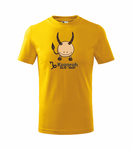 Dětské tričko znamení KOZOROH Barva: žlutá, Velikost: 122 cm/6 let