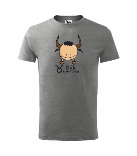 Dětské tričko znamení BÝK Barva: tmavě šedý melír, Velikost: 122 cm/6 let