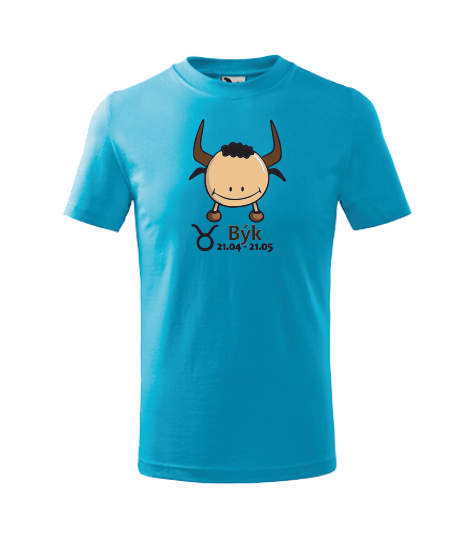 Dětské tričko znamení BÝK Barva: tyrkysová, Velikost: 110 cm/4 roky