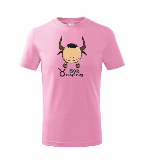 Dětské tričko znamení BÝK Barva: růžová, Velikost: 110 cm/4 roky