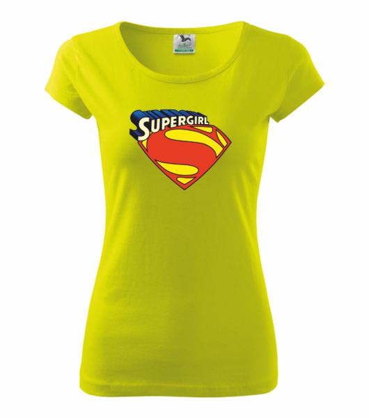 Dámské tričko se SUPERGIRL Barva: limetková, Velikost: XS