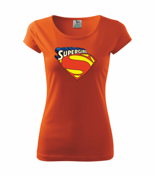 Dámské tričko se SUPERGIRL Barva: oranžová, Velikost: XS