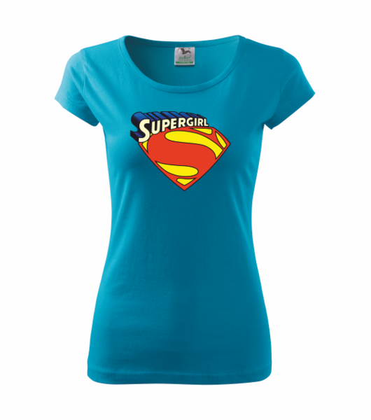 Dámské tričko se SUPERGIRL Barva: tyrkysová, Velikost: S