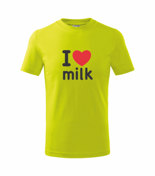 Dětské tričko s I LOVE MILK Barva: limetková, Velikost: 122 cm/6 let