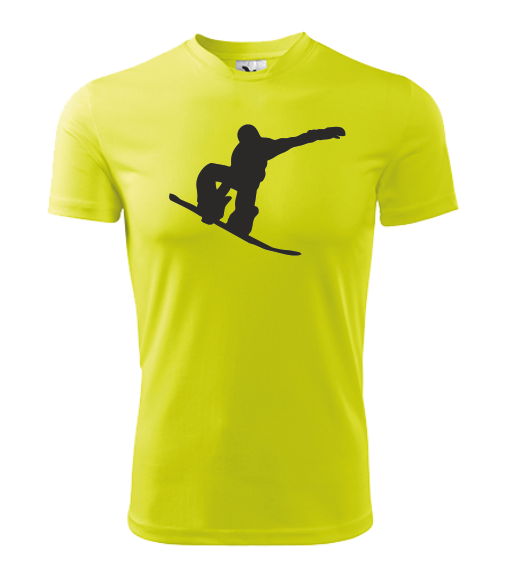 Tričko pánské/dětské se SNOWBOARDISTOU Barva: fluorescenční žlutá, Velikost: 122 cm/6 let