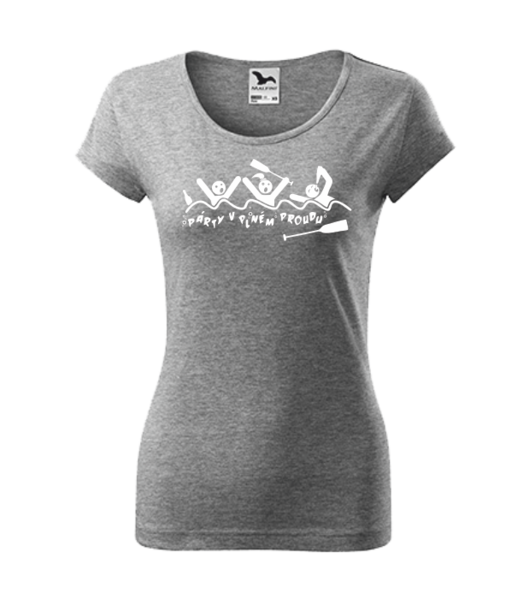 Vodácké tričko dámské PÁRTY V PLNÉM PROUDU Barva: tmavě šedý melír, Velikost: XL