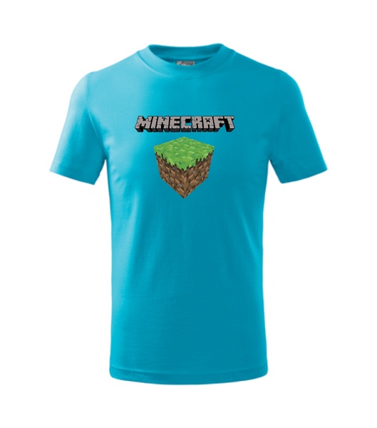 Tričko s MINECRAFT kostkou Barva: tyrkysová, Velikost: 3XL