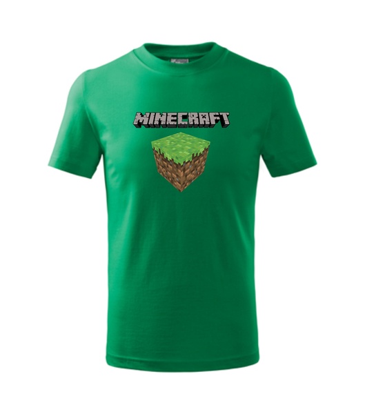 Tričko s MINECRAFT kostkou Barva: středně zelená, Velikost: L