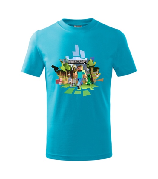 Tričko s MINECRAFT 2 Barva: tyrkysová, Velikost: L