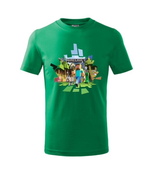 Tričko s MINECRAFT 2 Barva: středně zelená, Velikost: XL