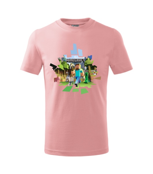 Dětské tričko MINECRAFT 2 Barva: růžová, Velikost: 146 cm/10 let