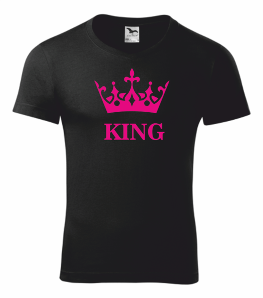 Tričko černé s KING Velikost: 3XL, Barva potisku: neon pink