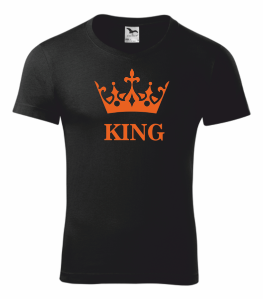 Tričko černé s KING Velikost: 3XL, Barva potisku: neon orange