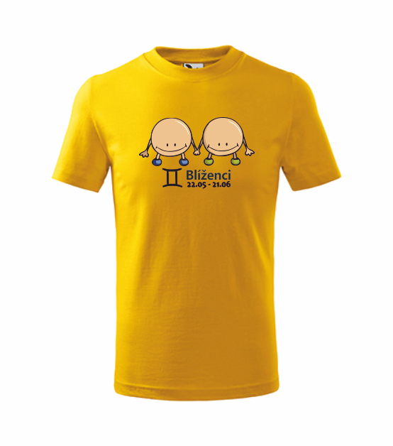 Dětské tričko znamení BLÍŽENCI Barva: žlutá, Velikost: 122 cm/6 let