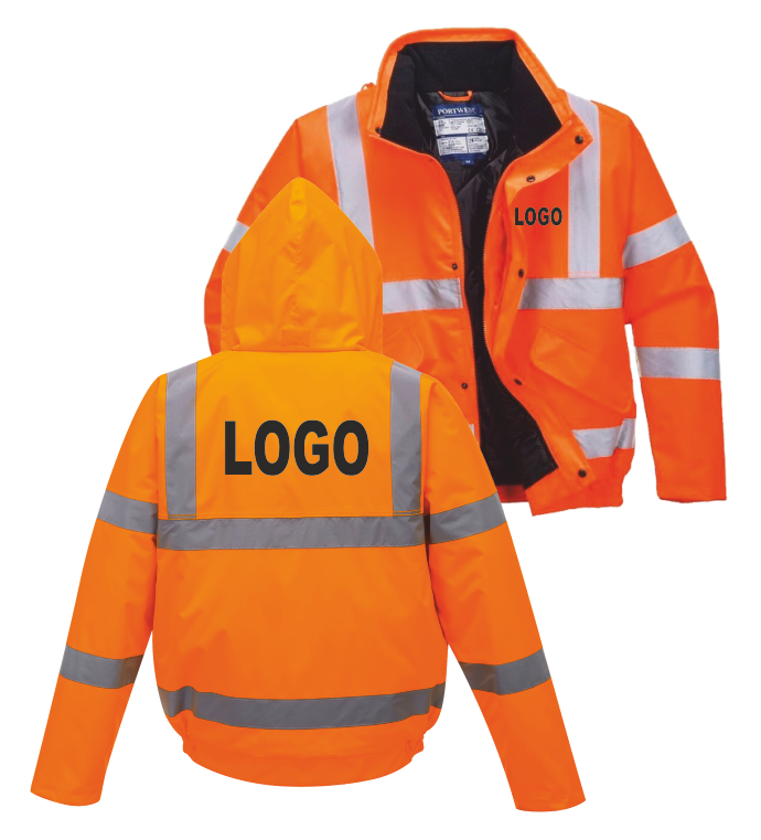 Reflexní bunda zimní s vlastním POTISKEM Barva: fluorescenční oranžová, Velikost: 5XL