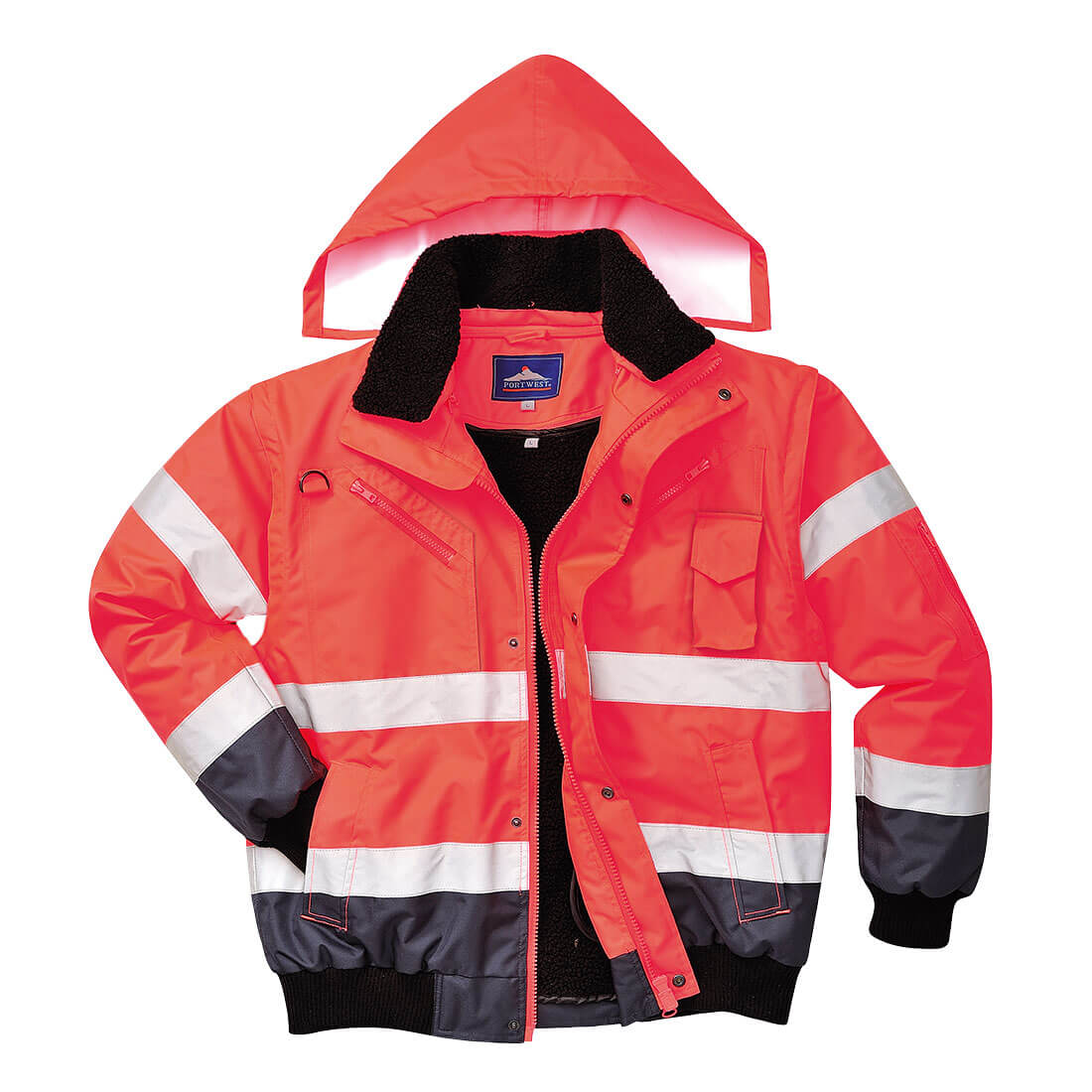 Zimní bunda Bomber Hi-Vis Contrast Barva: červená-námořní modrá, Velikost: XL