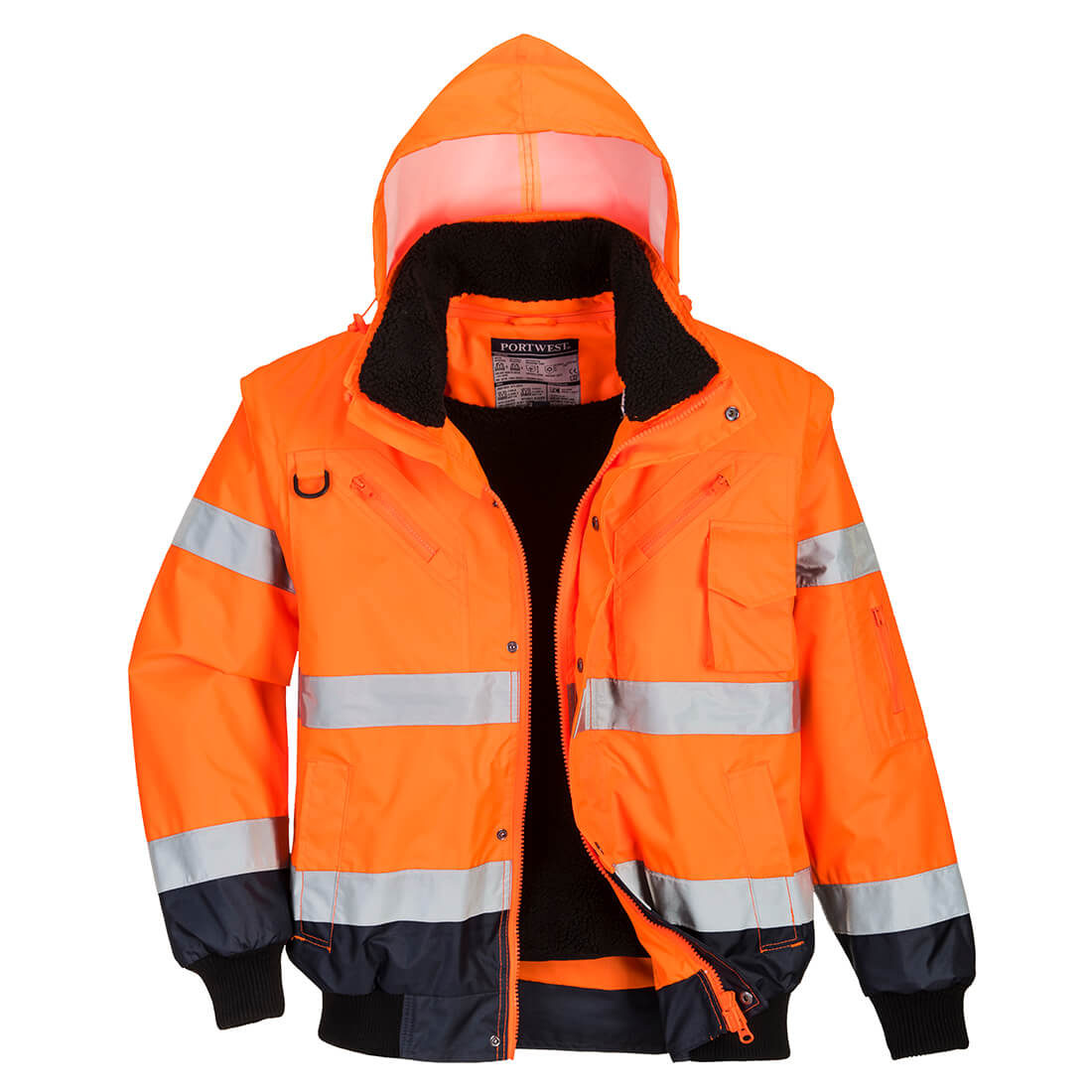 Zimní bunda Bomber Hi-Vis Contrast Barva: oranžová-námořní modrá, Velikost: L