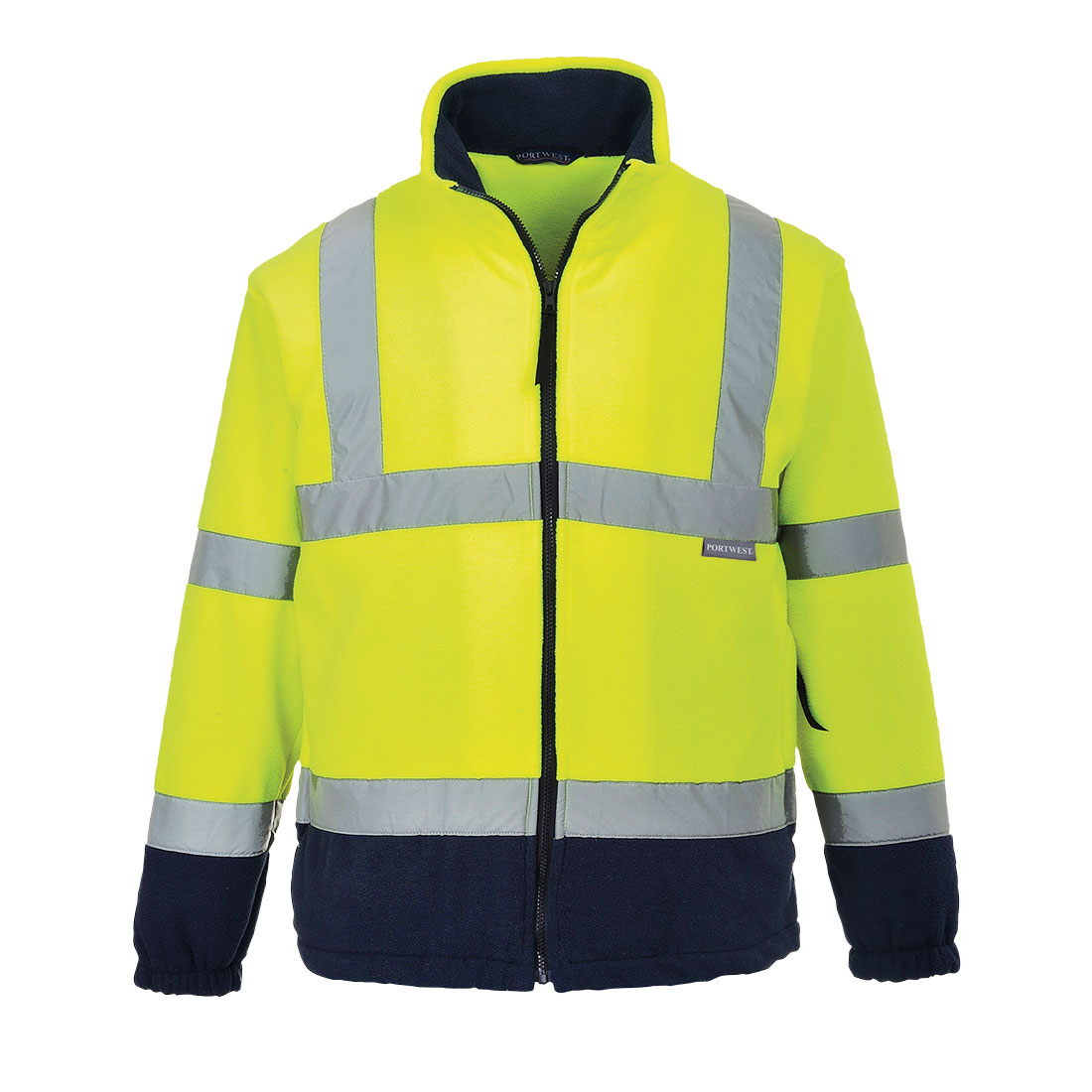 Hi-Vis dvoubarevná fleece bunda Barva: žlutá-námořní modrá, Velikost: S