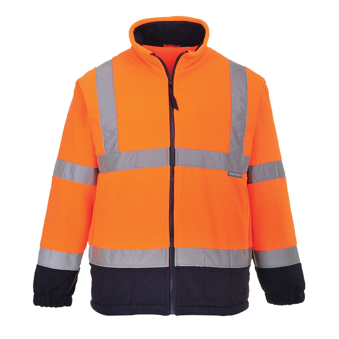 Hi-Vis dvoubarevná fleece bunda Barva: oranžová-námořní modrá, Velikost: 2XL