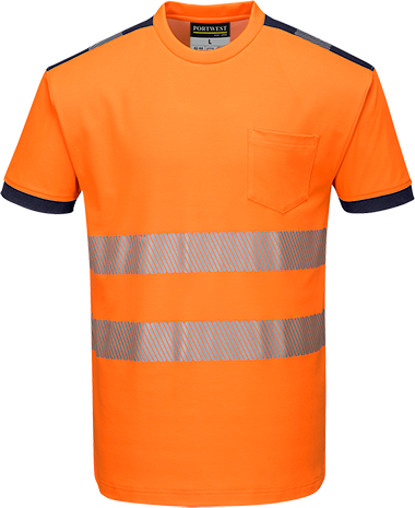 Tričko HiVis PW3 Barva: oranžová-námořní modrá, Velikost: L