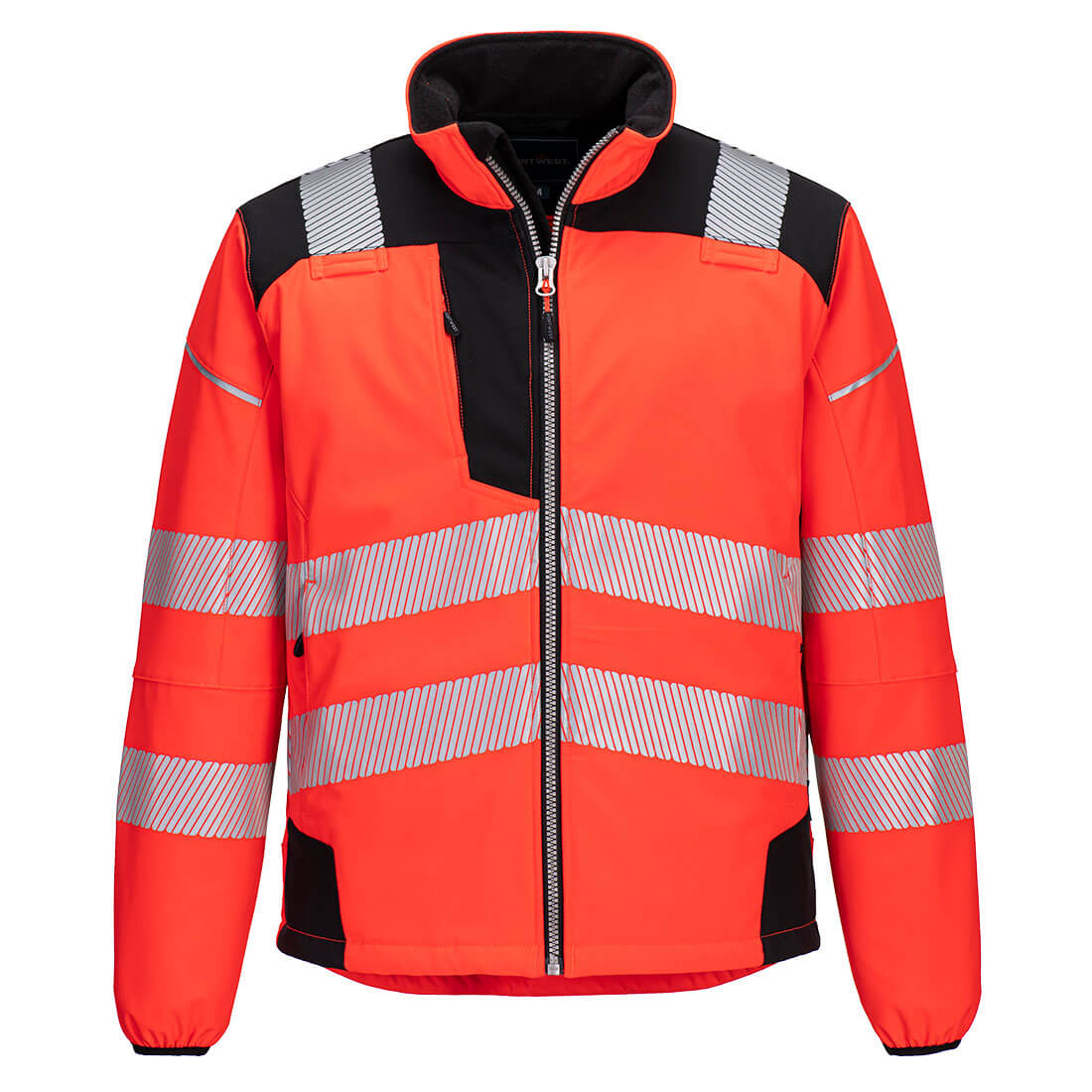 Bunda HiVis Softshell PW3 Barva: červená-černá, Velikost: 3XL