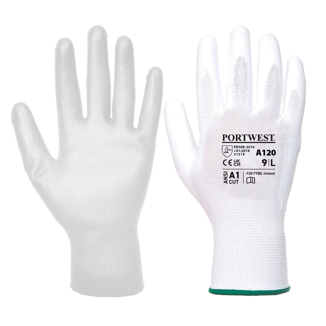 Polomáčené rukavice PU dlaň Barva: bílá, Velikost: XS