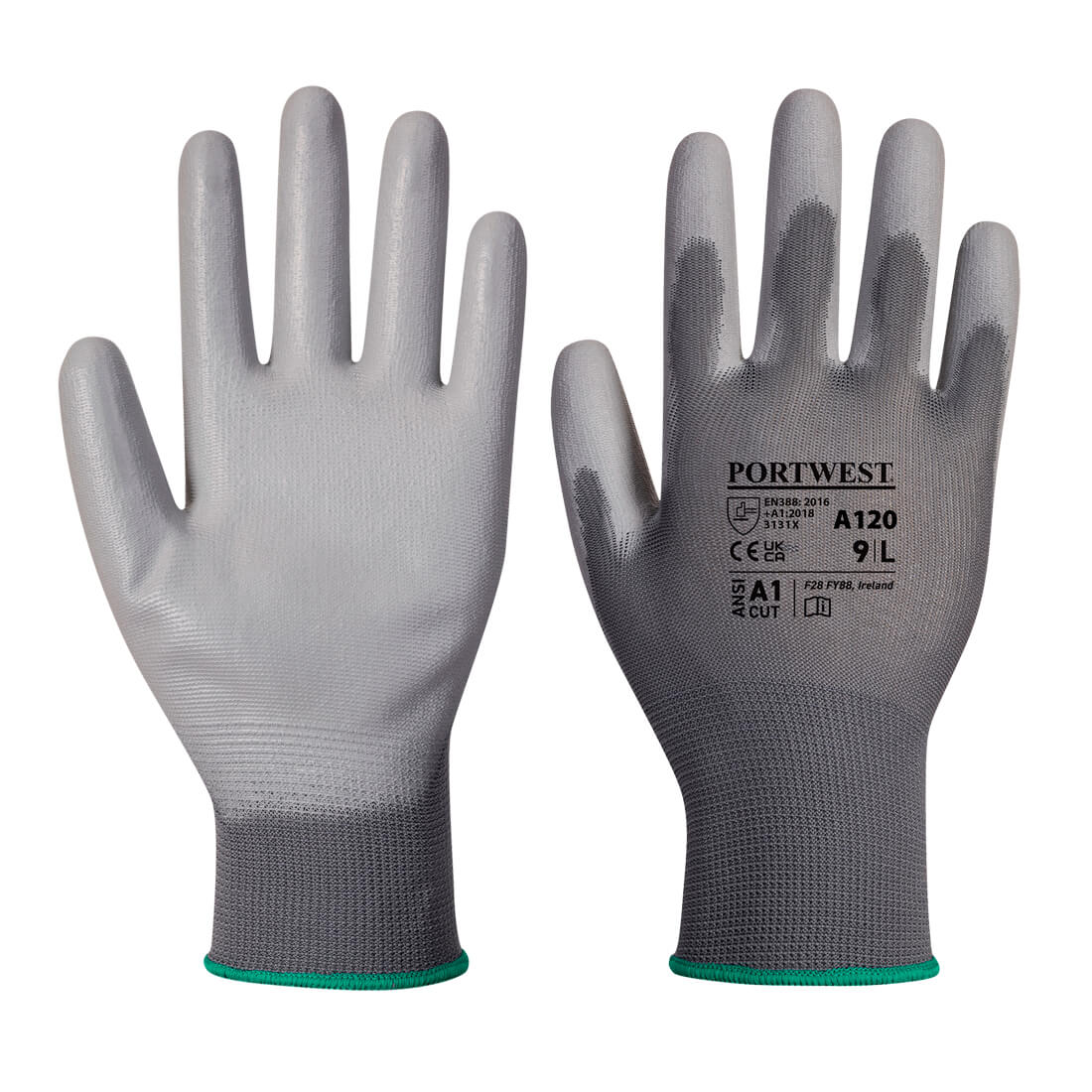 Polomáčené rukavice PU dlaň Barva: šedá, Velikost: S