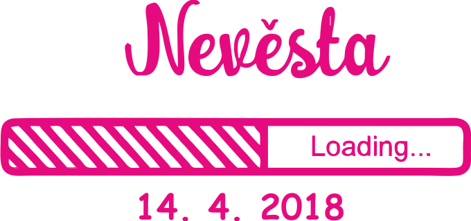 Potisk LOADING NEVĚSTA Barva: neon pink, Velikost motivu: 8 cm