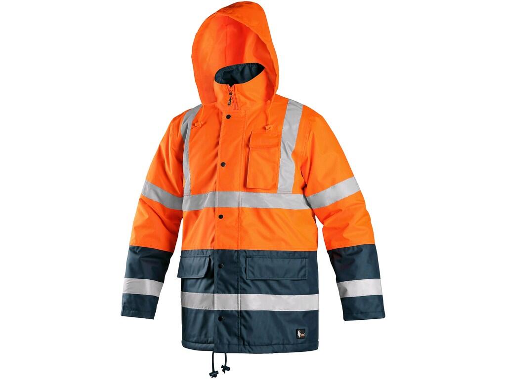 Pánská zateplená reflexní bunda OXFORD Barva: oranžová-námořní modrá, Velikost: XL