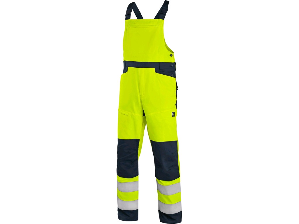 Laclové reflexní kalhoty CXS HALIFAX Barva: žlutá-námořní modrá, Velikost: 56