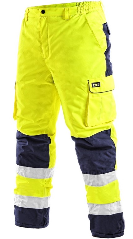 Zimní pánské reflexní kalhoty CARDIFF Barva: žlutá-námořní modrá, Velikost: XL