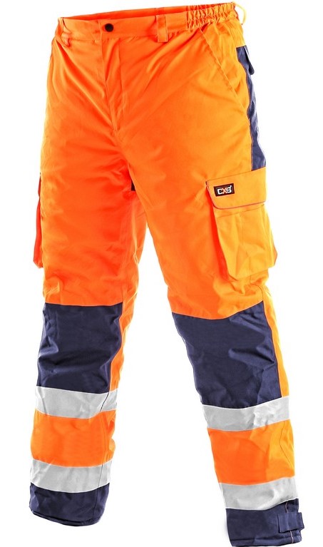 Zimní pánské reflexní kalhoty CARDIFF Barva: oranžová-námořní modrá, Velikost: XL