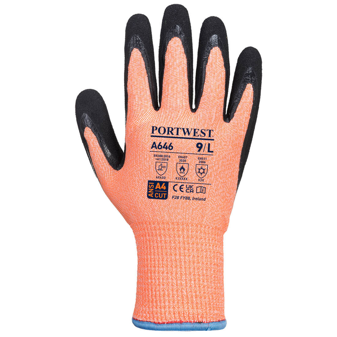 Zimní rukavice Vis-Tex HR Cut Nitril Barva: oranžová-černá, Velikost: L