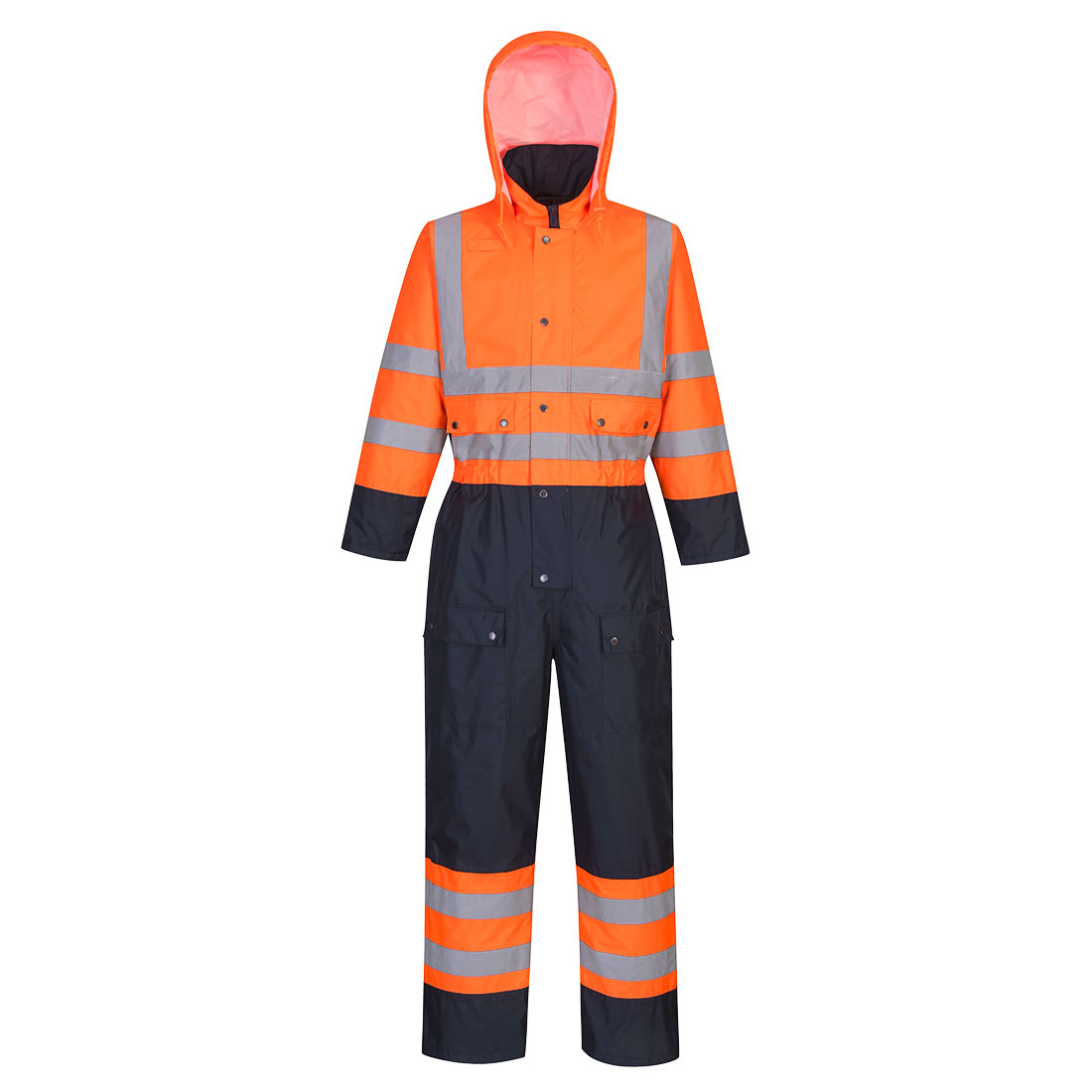 Zateplená kombinéza Hi-Vis Contrast Barva: oranžová-námořní modrá, Velikost: XL