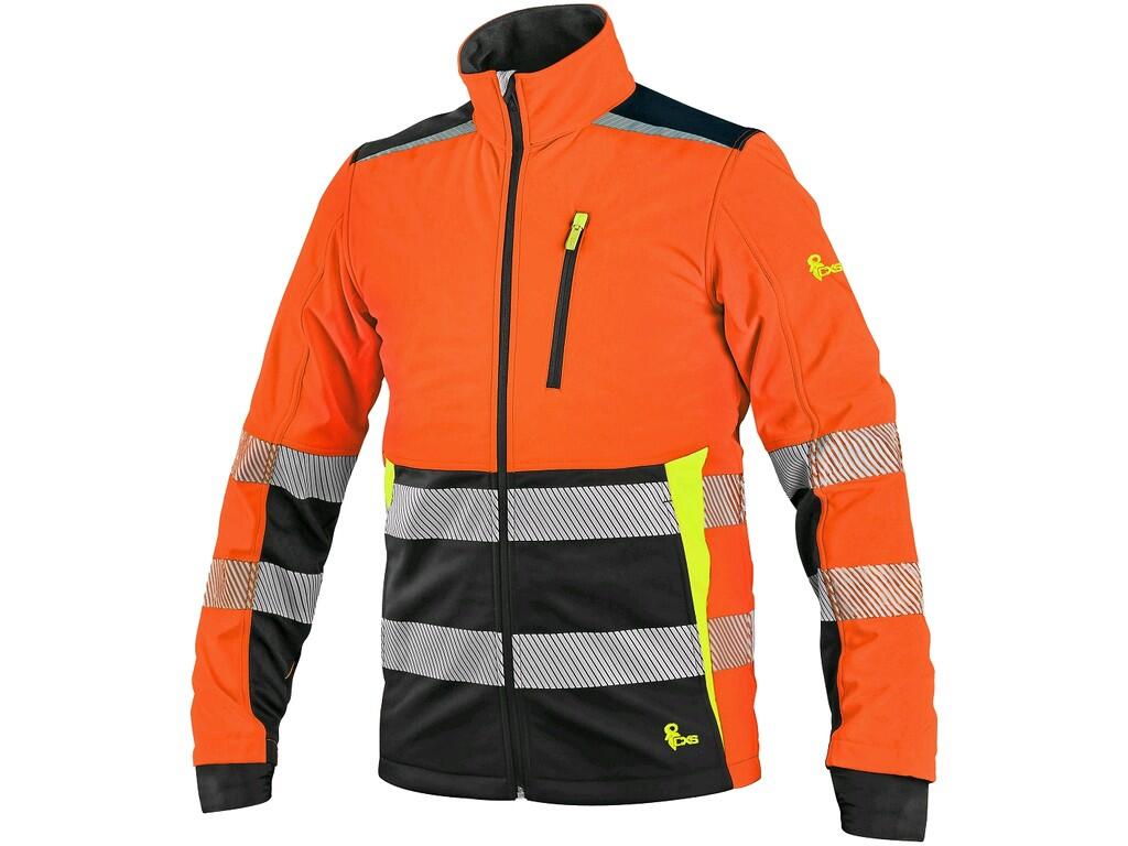 Pánská výstražná softshellová bunda CXS BENSON Barva: oranžová-černá, Velikost: L
