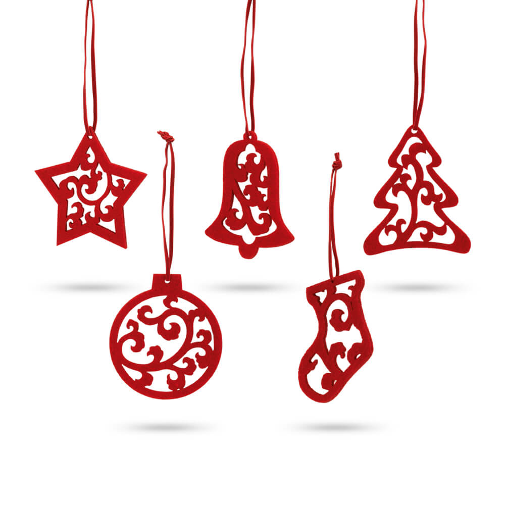 Sada 5 vánočních dekorací JUBANY Barva: červená