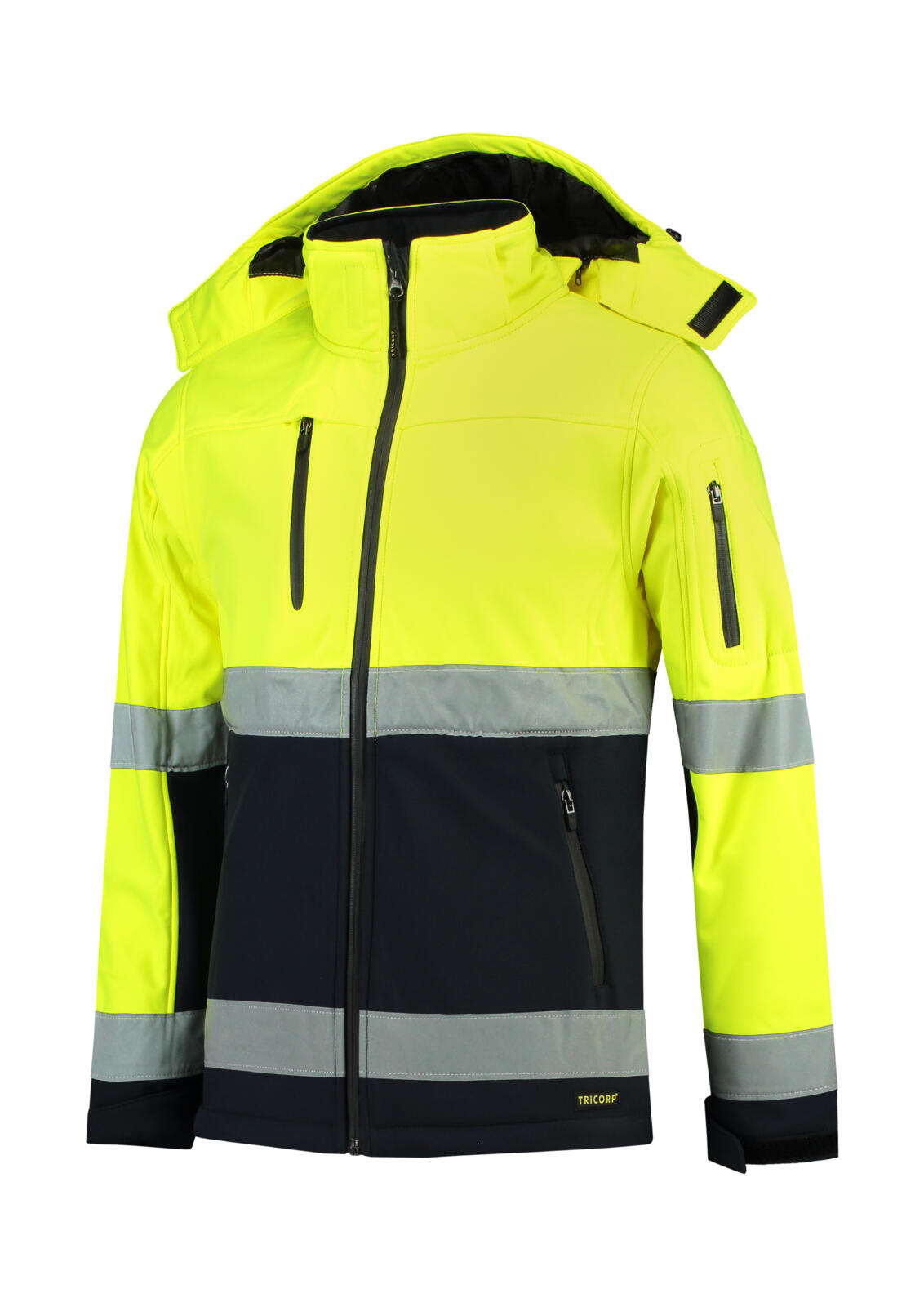 Bi-color EN ISO 20471 Softshell Softshellová bunda unisex Barva: fluorescenční žlutá, Velikost: 3XL