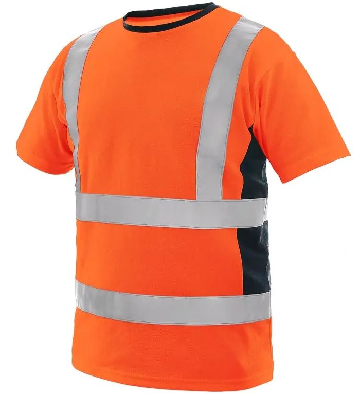 Pánské výstražné tričko CXS EXETER Barva: oranžová-námořní modrá, Velikost: XL