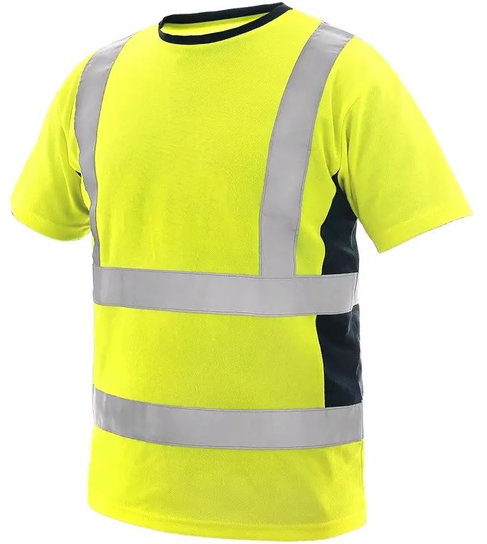 Pánské výstražné tričko CXS EXETER Barva: žlutá-námořní modrá, Velikost: XL