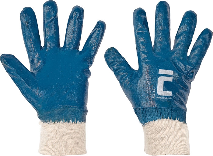 Celomáčené pracovní rukavice ROLLER Barva: modrá, Velikost: 9