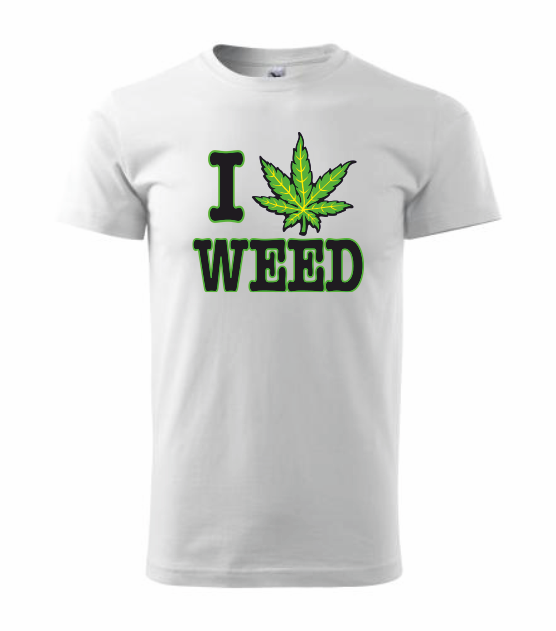 Tričko pánské I LOVE WEED Barva: bílá, Velikost: L