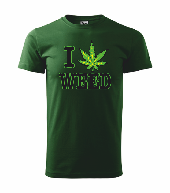 Tričko pánské I LOVE WEED Barva: lahvově zelená, Velikost: 2XL