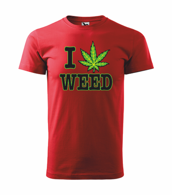 Tričko pánské I LOVE WEED Barva: červená, Velikost: 4XL