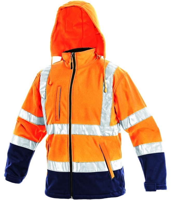Reflexní softshellová bunda DERBY Barva: oranžová-námořní modrá, Velikost: M